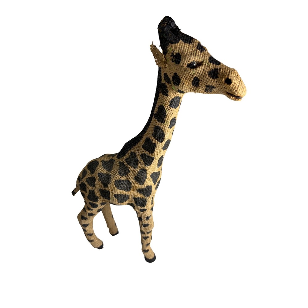 Vintage Burlap Giraffe Figure Mid‎ Century Safari Decor Hand Painted 17"
